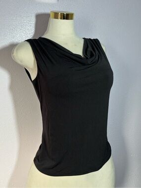 George Black Sleeveless Draped Neck Tank Top